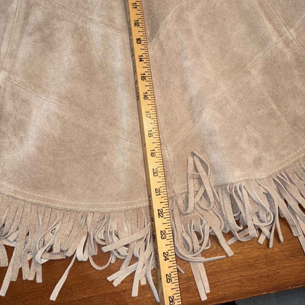 Vintage Brown Suede Leather Fringe Cape-Poncho Express Western Boho SM-LG - Picture 4 of 5